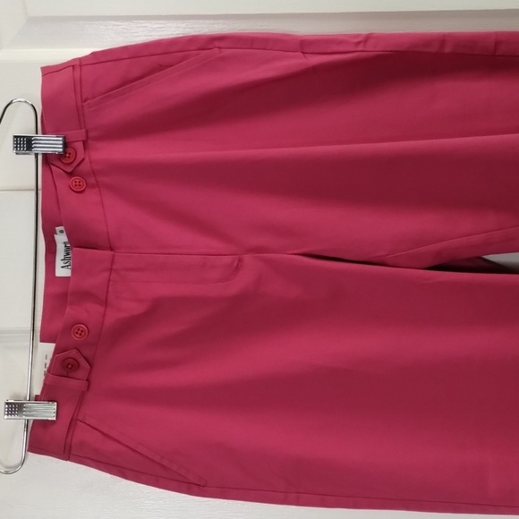 Ashworth women's size 8 gameday hot pink button ankle pants - Picture 2 of 13